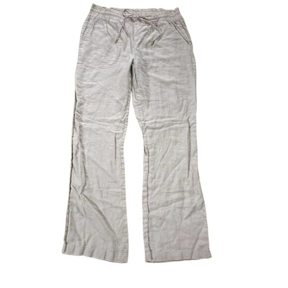 Ellen Tracy ~ 100% Linen Khaki Pull On Pants ~ size S ~ drawstring tie - Picture 1 of 13